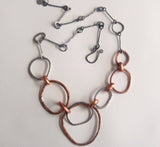 Hoops II, sterling silver and copper necklace