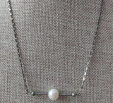Chloe, sterling silver, pyrite, cultured freshwater pearl necklace