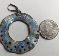 Viv, double-sided sterling silver, enameled copper earrings