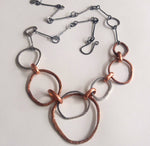 Hoops II, sterling silver and copper necklace