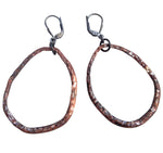 Hoops V, sterling silver and copper earrings