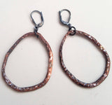 Hoops V, sterling silver and copper earrings