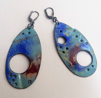 Vasilisa, double-sided sterling silver and enameled copper earrings