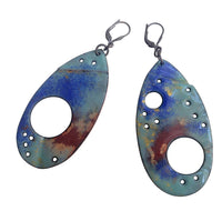 Vasilisa, double-sided sterling silver and enameled copper earrings