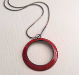 Jill, double-sided sterling silver, enameled copper necklace