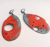 Lana, double-sided sterling silver and enameled copper earrings