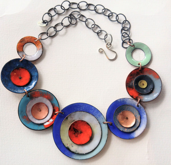 Gabriela, Sterling Silver and Enamel Double-Sided Necklace