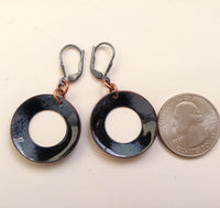 Masha, sterling silver and enameled copper earrings