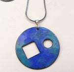 Zara, double-sided sterling silver, enameled copper necklace