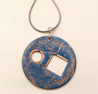 Zara, double-sided sterling silver, enameled copper necklace