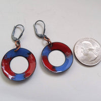 Galia, sterling silver and enameled copper earrings
