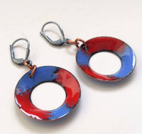 Galia, sterling silver and enameled copper earrings