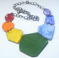 Over the Rainbow V, double-sided sterling silver and enamel necklace