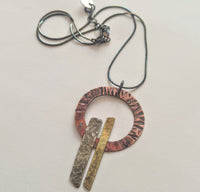 Misha, sterling silver, copper, brass necklace