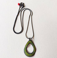 Tia, double-sided sterling silver, enameled copper necklace