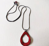 Tia, double-sided sterling silver, enameled copper necklace
