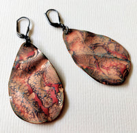 Leaves, Choose your color - double-sided sterling silver and enameled copper earrings