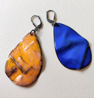 Leaves, Choose your color - double-sided sterling silver and enameled copper earrings