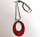 Cora, double-sided sterling silver, enameled copper necklace