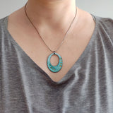 Cora, double-sided sterling silver, enameled copper necklace