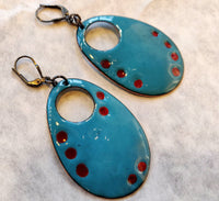 Georgina, double-sided sterling silver, enameled copper earrings