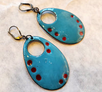 Georgina, double-sided sterling silver, enameled copper earrings