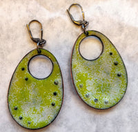 Georgina, double-sided sterling silver, enameled copper earrings