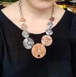 Unearthed Origins, sterling silver, copper, pearl necklace