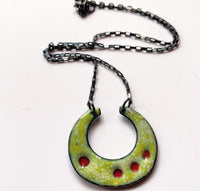 Sie, double-sided sterling silver, enameled copper necklace