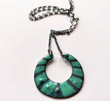 Sie, double-sided sterling silver, enameled copper necklace