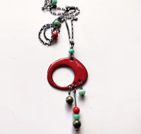 MIa, Double-Sided Sterling Silver, Enamel, Pearl Necklace