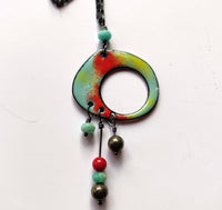 MIa, Double-Sided Sterling Silver, Enamel, Pearl Necklace