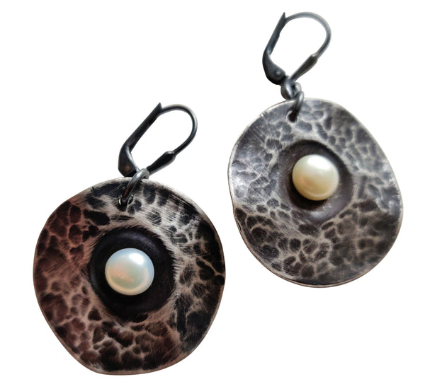 Choose your size, Unearthed VII, Sterling Silver and Pearl earrings