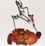 Flame-OOAK Double-Sided Sterling Silver, Copper, and Enamel Necklace