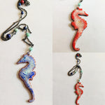 Seahorse, reversible sterling silver, enameled copper necklace