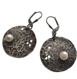 Zarina, sterling silver, pearl asymmetric earrings