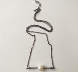 Chloe, sterling silver, pyrite, cultured freshwater pearl necklace