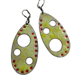 Renee, double-sided sterling silver and enameled copper earrings